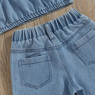 Denim sommarset för flicka – Luftigt bomullset med topp och shorts – Storlek 0–5 år More For Mini