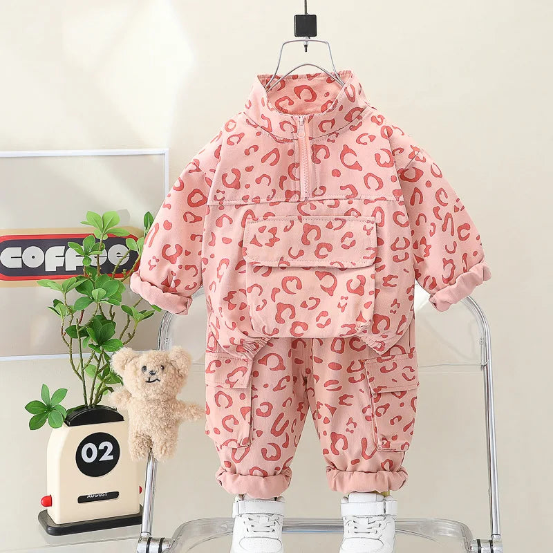 Leopardmönster 2-Delars Barnklädesset – Bekväm & Stilfull More For Mini
