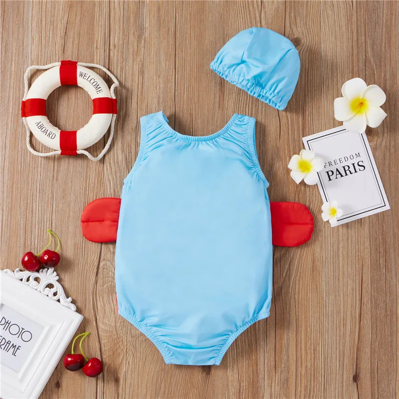 Baddräkt för Flickor med Hatt – Bekväm Badsats för Sommarkul | Storlek 0–4 år More For Mini
