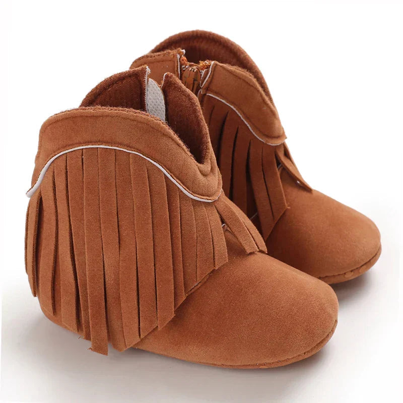 Baby Cowboylaarsjes Meisje – Zachte Franjelaarsjes met Antislip Zool (0–2 Jaar) More For Mini