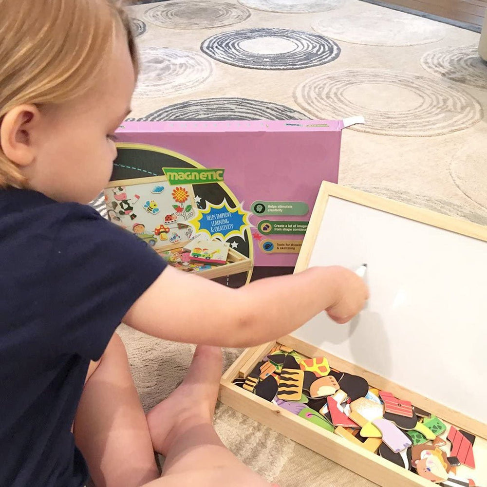 Magnetiskt Träteckningsbord för Barn – Främjar Kreativitet & Motorik | Hållbart Pedagogiskt Leksak från 3 År More For Mini