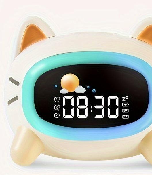 Digital sömntränare och väckarklocka med vitt brus – kattklocka med nattlampa Lilla Lycka