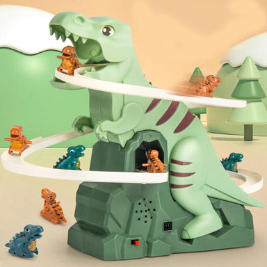 DinoRace™ Interaktiv Racerbana med Dinosaurier | Bilar med Automatisk Klättringsfunktion & LED-belysning More For Mini
