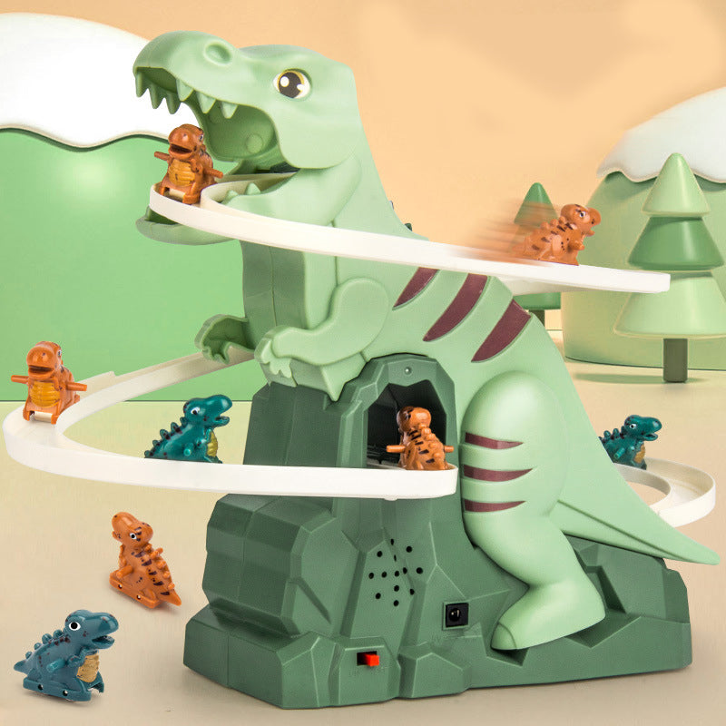 DinoRace™ Interaktiv Racerbana med Dinosaurier | Bilar med Automatisk Klättringsfunktion & LED-belysning More For Mini